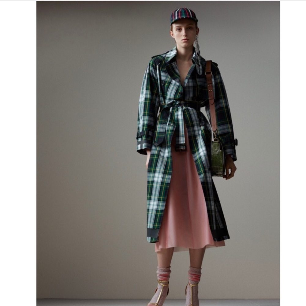 BURBERRY Tartan Cotton Gabardine Trench Coat